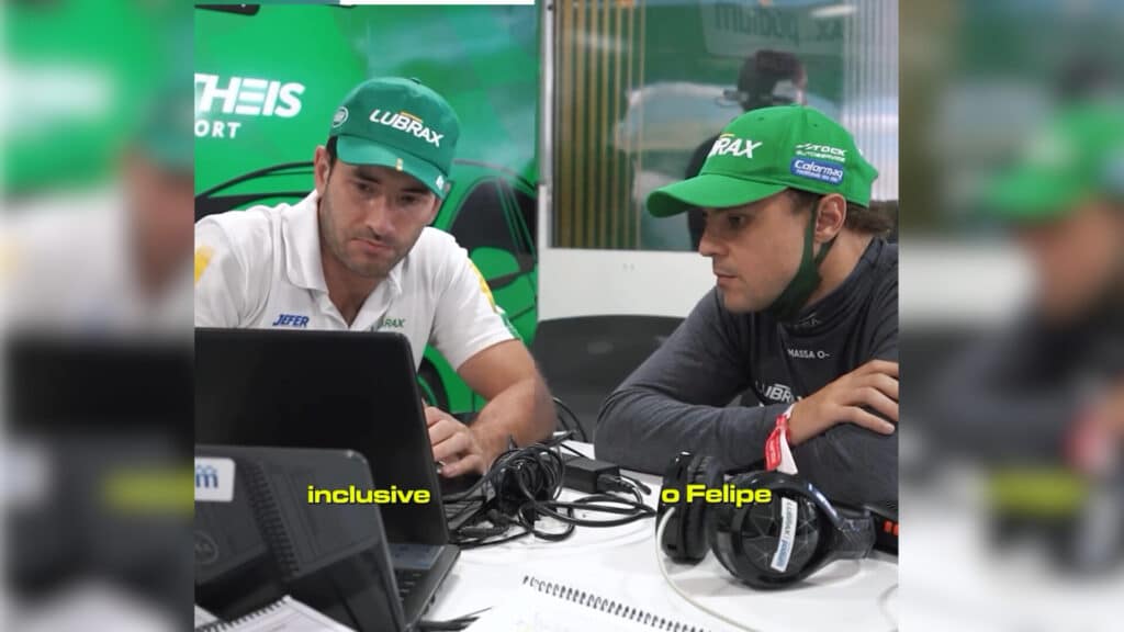 Vitor Genz e Felipe Massa durante o trabalho de consultoria de pilotagem realizado pelo piloto gaúcho. Foto: Reprodução/ Instagram